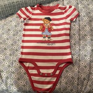Polo by Ralph Lauren Kids Bodysuit with Red Stripes and Bear Design